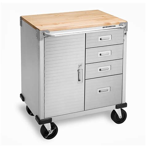 white steel tool cabinet wood top|wood topped rolling tool chest.